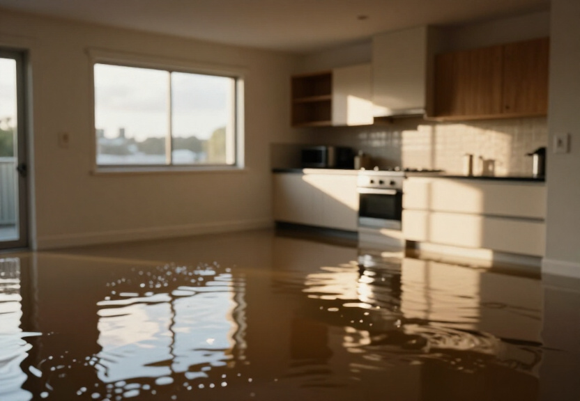 Waterlogged basement in Enfield before extraction